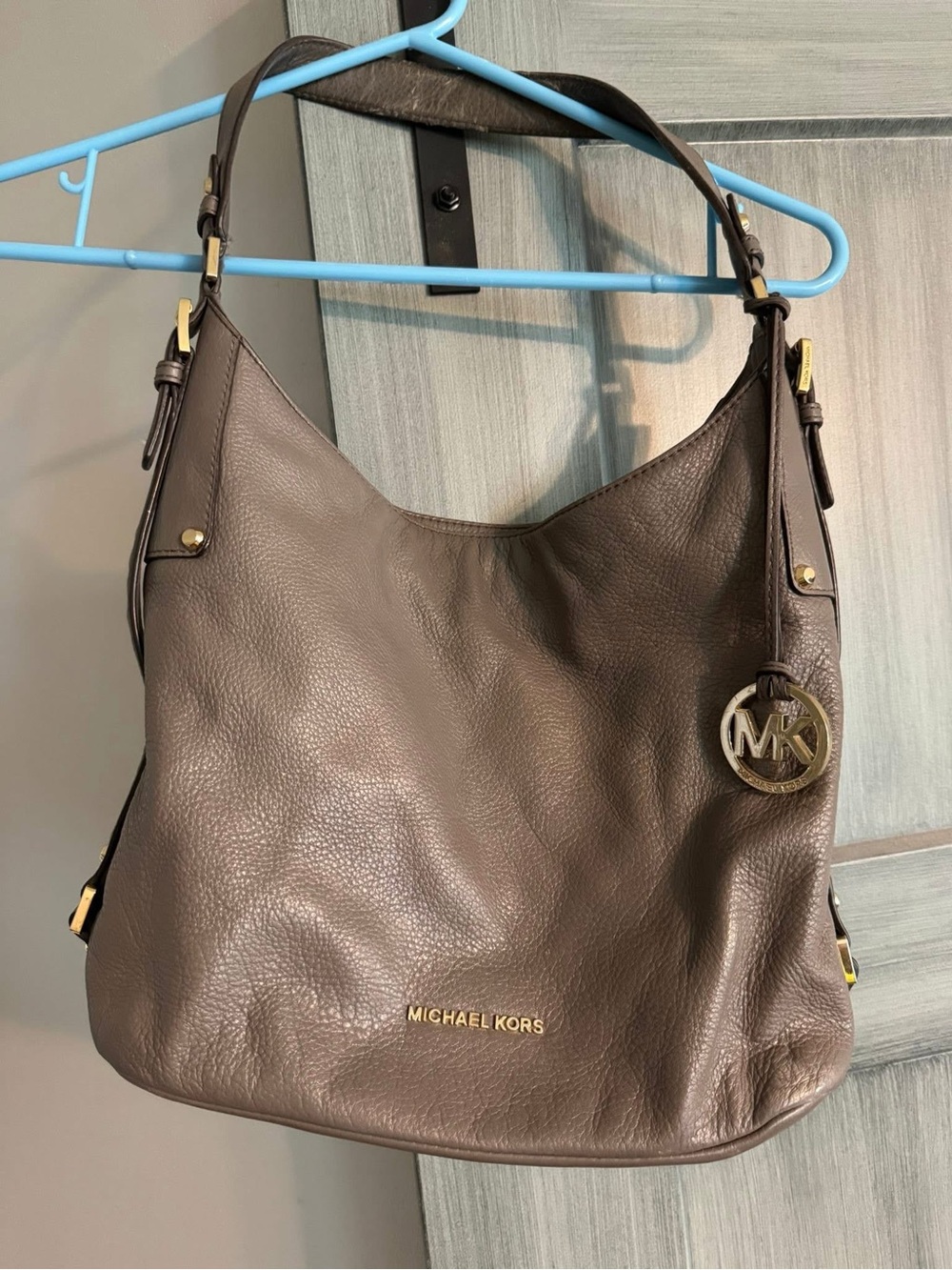 Michael Kors Taupe Brown Leather Shoulder Hobo Bag